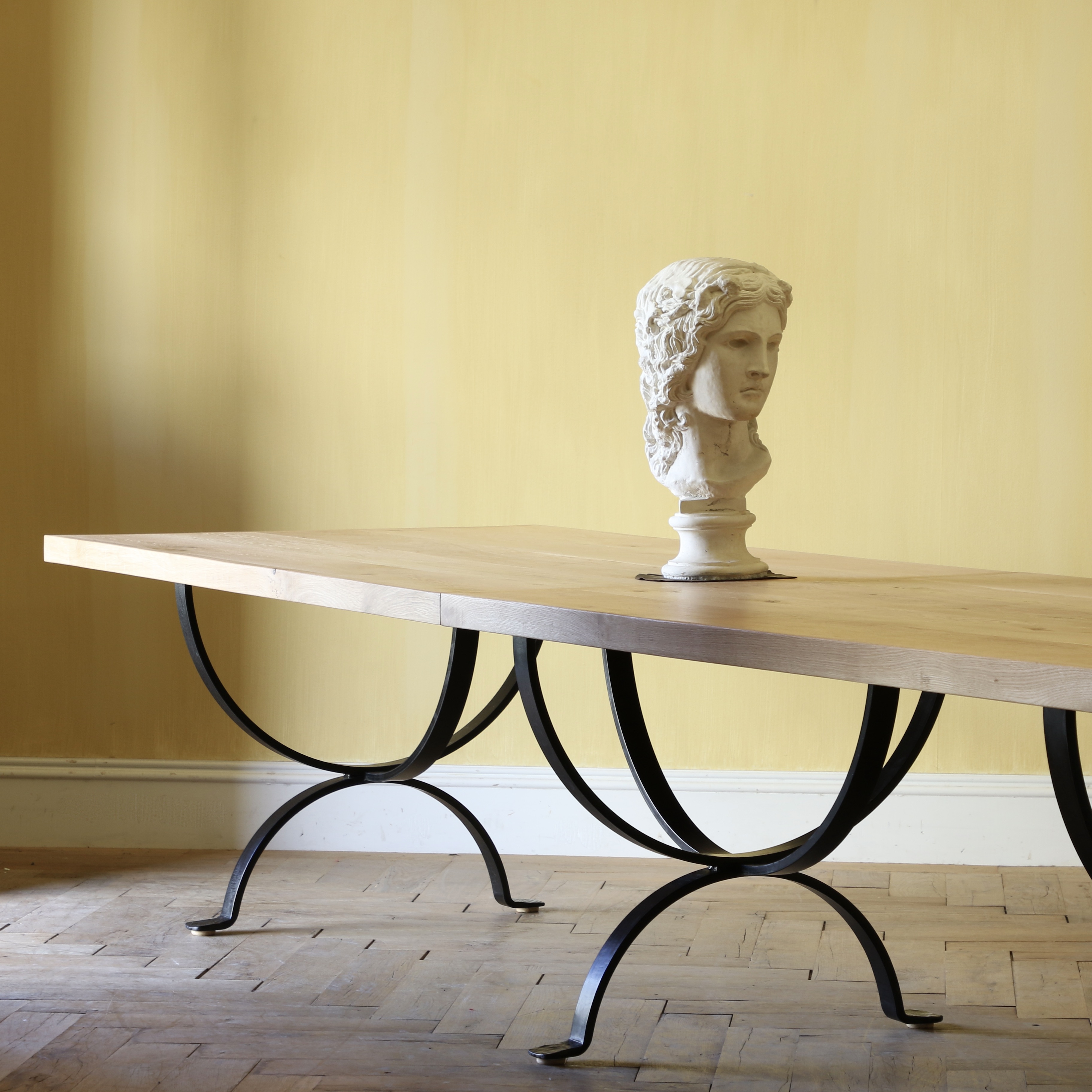 Refectory Table with Forged Iron Base